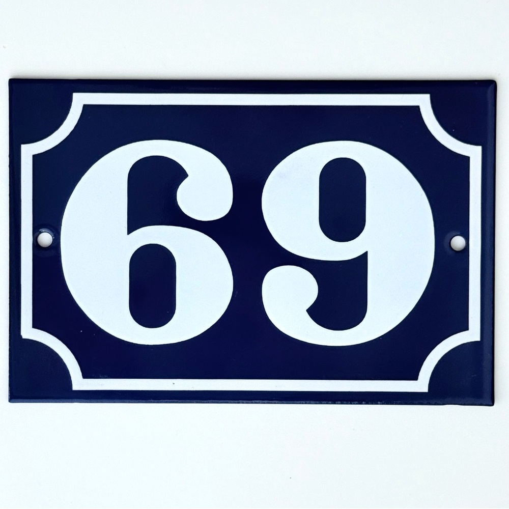Authentic French Home Number 69 Plaque